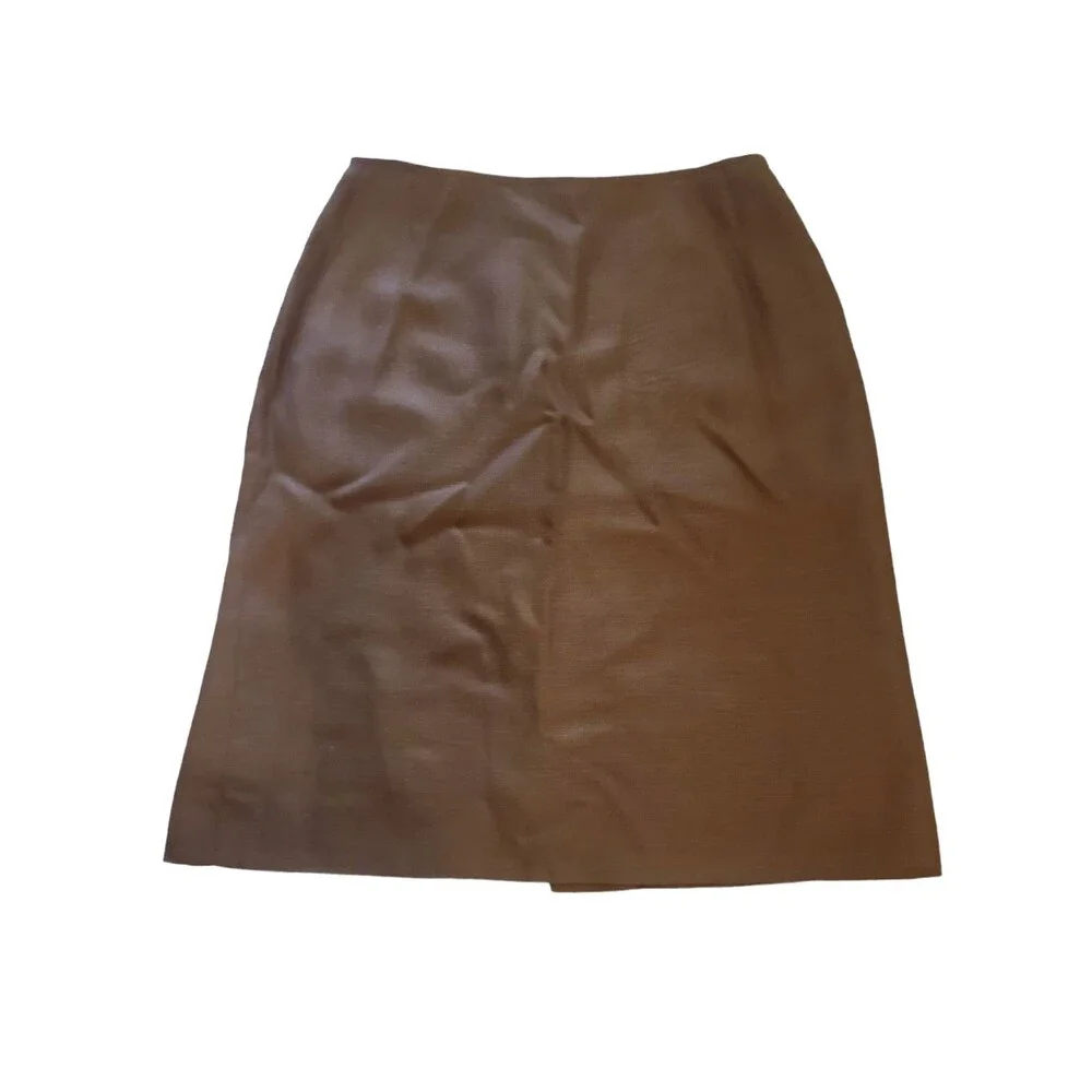 Vintage Ginny Hyde Pencil Skirt Womens 14 Brown Lined 80s 90s